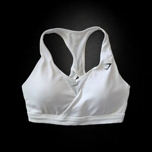 Gymshark White Cross-Front Racerback Sports Bra